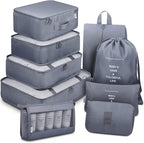 Mossio 9 Set Packing Cubes with Shoe Bag & Electronics Bag - Luggage Organizers Suitcase Travel Accessories