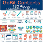 KeepGoing Travel First Aid Kit for Kids – 130 Pc. for Car, Home, Purse, Diaper Bag & Backpack with Latex-Free Bandages - Mini