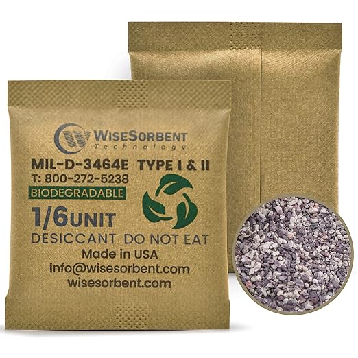 1/6U Kraft Clay Desiccants Packs for Storage - Silica Gel Packets Alternative, 6 Gram Food Safe Bentonite Clay Desiccant