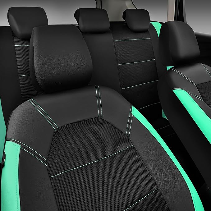 CAR PASS Leather Seat Covers, Breathable Universal Car Seat Cover Full Set for Cute Women Girly,Super 5mm Composite Sponge In