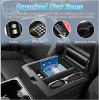 Center Console Organizer Compatible with 2025-2026 Toyota 4Runner (6th Gen) Interior Accessories, Armrest Storage Box Glove Organizer Tray Insert with Coin and Sunglasses Holder