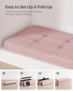 SONGMICS MAZIE Collection - 43 Inches Folding Storage Ottoman Bench, Ottoman Foot Rest, End of Bed Bench, Storage Chest, Load