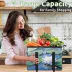Reusable Grocery Bags Heavy Duty Shopping Bags Foldable Large Tote Bags with Long Handles & Hard Bottom