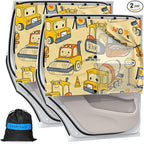 Car Window Shades with 8 Magnets-26.8"x19.7" Car Rear/Side Window Sunshade for Baby Semi-Transparent 2-in-1 Universal Auto Sun Shade for Kid & Pet Protection (2 Pack) Construction Vehicle Cartoon