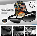 Leather Magnetic Sunglass Holder for Car Sun Visor, Cute Eyeglass Ticket Card Hanger Clip, Universal Auto Interior Accessories for SUV Pickup Truck Vintage Cute Mushroom