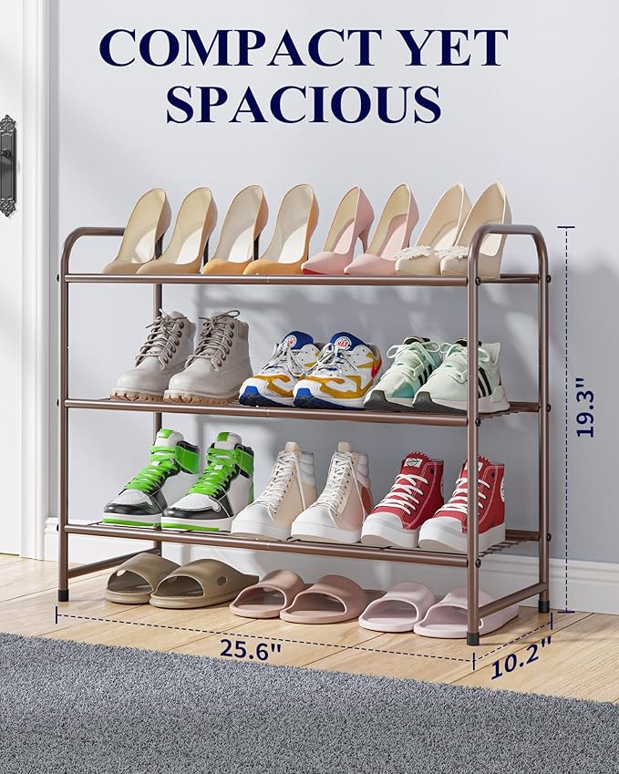 Kitsure Shoe Rack - Stainless Steel Shoe Organizer, Sturdy Shoe Rack for Closet and Front Door Entrance, Free Standing Shoe S