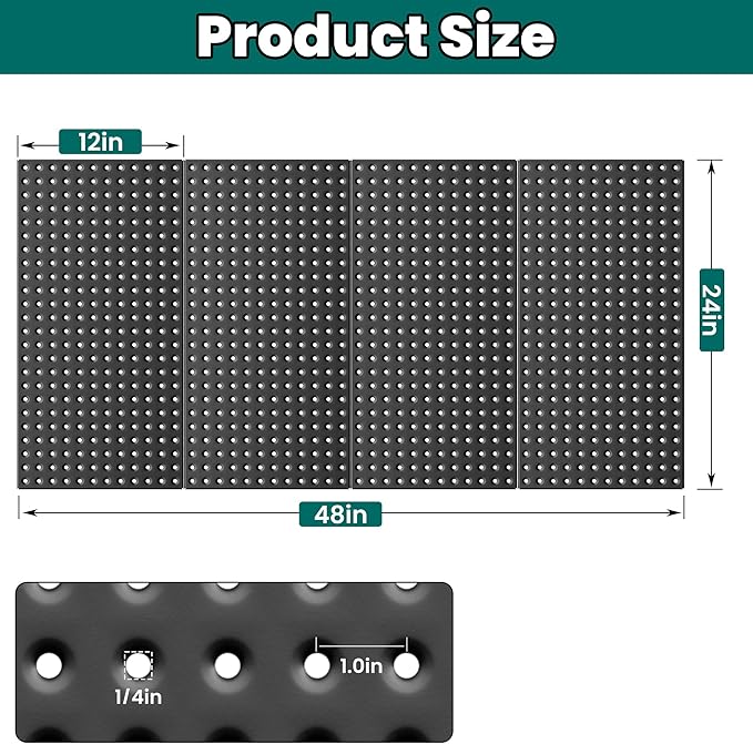 EVERHANGER Metal Pegboard Panels 24" x 12", Heavy Duty Steel Peg Boards for Garage, Pegboard Wall Organizer for Tool Storage 