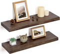 Floating Shelves for Wall Decor, Rustic Solid Elm Wood Live Edge Floating Shelves Wall Mounted, Wall Shelves with Invisible B