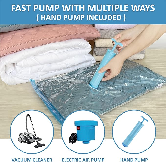 Roomimaster Vacuum Storage Bags, Vacuum Seal Space Saver Bags for Clothing, Travel Lugggage, Carry-on, Blankets, Comforters, 
