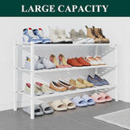 Smiry Bamboo Shoe Rack for Closet, 3 Tier Long Wooden Stackable Shoe Organizer, Free Standing Shoes Storage Shelf for Entrywa