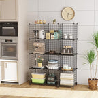 12-Cube Storage Organizer, Metal Wire Cube Shelving Unit, 11.8" L x 11.8" W x 11.8" H, Modular Grid Bookshelf for Closet, Bed