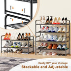 Shoe Rack, Closet Metal 2Tier 27 Inch Shoe Shelf Organizer for floor, Stackble & Adjustable, Black