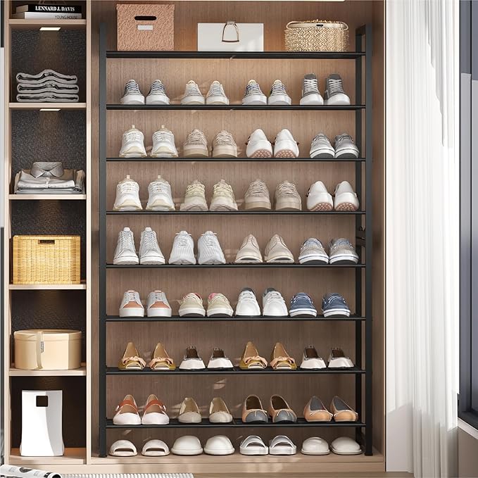 Stackable Shoe Rack for Closet, 8 Tier Metal Heavy Duty Shoe Storage Organizer,Large Capacity Shoe Shelf Max Holds 38 Pairs o