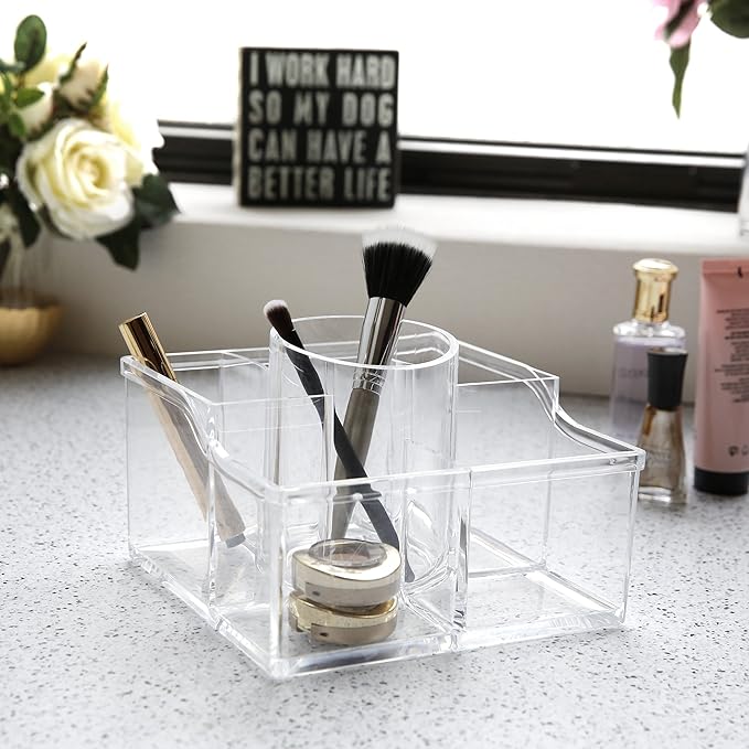 BINO 'The Heiress' 6 Compartment Jewelry and Makeup Organizer, Clear and Transparent Cosmetic Beauty Vanity Holder Storage