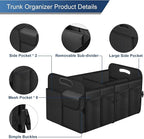 Femuar Car Trunk Organizer, Trunk Storage Organizer with 72L Large Capacity Waterproof Collapsible and 11 Pockets, Trunk Organizer for Suv