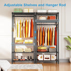 Ulif H4 Mini Portable Closet, 4 Tiers Freestanding Clothing Garment Rack for Small Space, Metal Clothes Wardrobe System for B