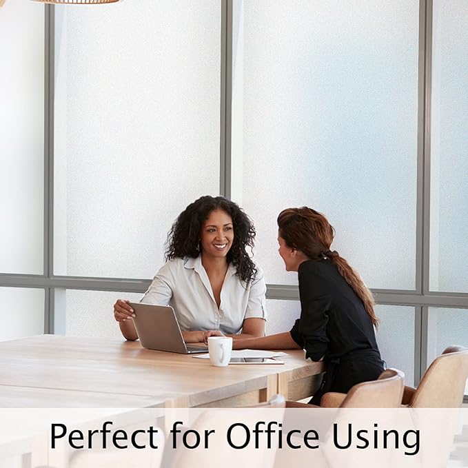HIDBEA Frosted Window Privacy Film Heat Control UV Blocking, Static Cling Non-Adhesive Reusable Door coverings for Bathroom Home Office (Frosted 35.4 Inch x 16.4 Feet)