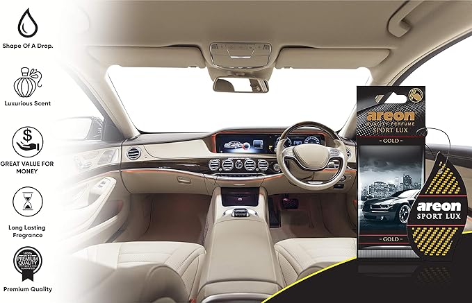 AREON SL-Gold-12 Sport LUX Cardboard Air Freshener, Gold, 12 Pack