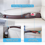 Car Seat Gap Filler Set of 2, 3IN1 Seat Side Gap Filler Plug with Storage Slot & Hook Function, Soft Foam Universal Fit Car SUV Truck Fill Gap Between Seats Console Organizer（Narrow Deep Brown）
