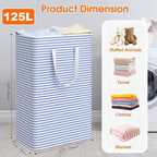 3 Pack Large Laundry Basket,Waterproof & Freestanding Laundry Hamper,Collapsible Clothes Hampers with Easy Carry Long & Reinf