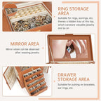 AKOZLIN 6-Tier Jewelry Box Organizer Functional 5 Drawers Leather Jewelry Storage Case for Women Girls Ring Necklace Earring 