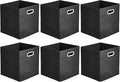 Amazon Basics Collapsible Cube Storage Bins, Space-Saving, Organizing Fabric Bins with Handles, 10.5" x 10.5" x 11", Black, 6