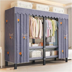 Portable Foldable Wardrobe Closet with Cover, 1200lbs Garment Rack for Hanging Clothes, Enclosed Coat Storage Organizer with 