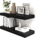 30 Inch Floating Shelves | 12 Inch Deep Black Floating Shelves Set of 2 | 30" W x 12" D Rustic Wood Shelves for Wall | Deep B