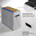 4 Packs Letter Size File Organizer, File Folders Organizer, Fabric Storage Box, Collapsible Paper Organizer with Metal Handle