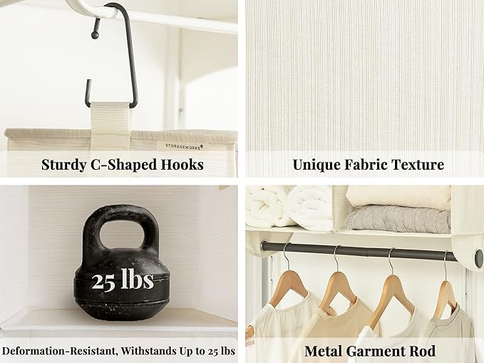 StorageWorks Hanging Closet Organizer with Metal Rod, 6-Section Closet Organizers and Storage, Collapsible Hanging Shelves fo