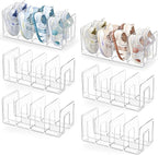 HBlife Clear Acrylic Kids Shoe Rack for Closet, 6 Pack, 4 Sections, Stackable, Crystal Clear, 4 Pairs Capacity