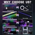 Dreamcolor Acrylic Interior Car Lights, WEBUPAR Car Accessories 2 in 1 Car LED Strip Lights with APP Control and 213 Modes, Car Center Console Fiber Optic Lights, RGB Neon Light Kits