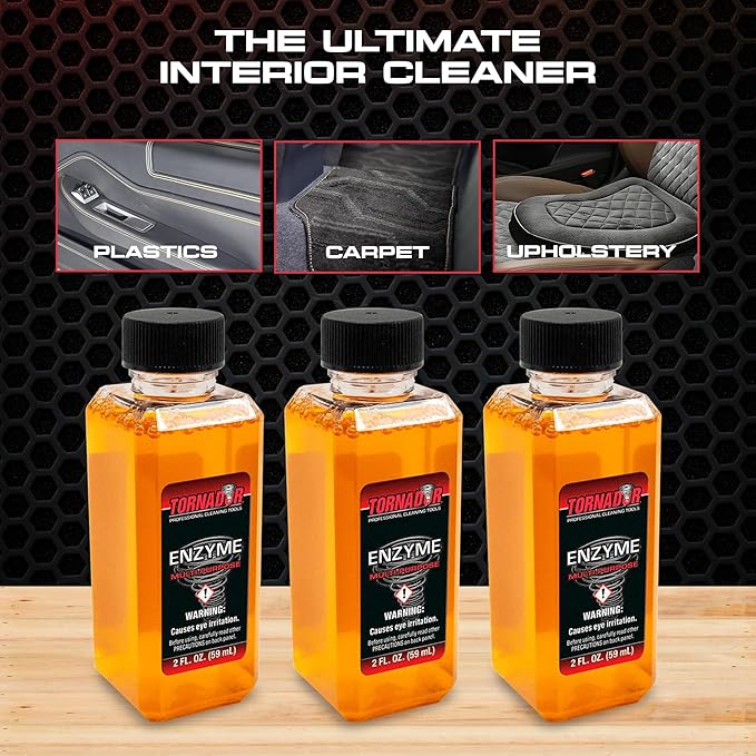 Tornador TC-ENZYME Multi-Purpose Enzyme Cleaner 2oz 3-Pack | Heavy-Duty Spot & Stain Remover with Odor Control | Use Black, C