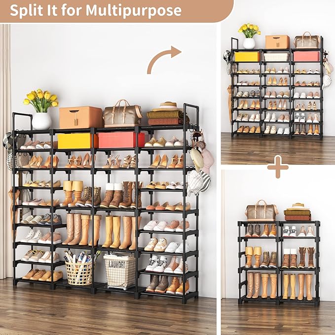 ROJASOP Large Shoe Rack Organizer for Entryway Closet 64-68 Pairs 9-Tier Heavy Duty Tall Garage Shoe Rack Shoe Shelf Shoes St