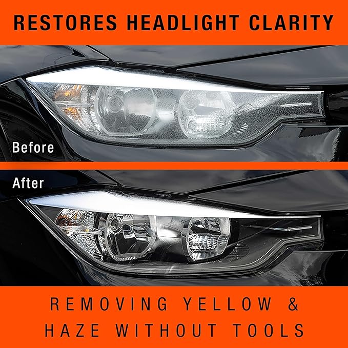 Nu Finish Headlight Restore and Repel Kit, 2-Step Car Headlight Restoration Kit with 4 Headlight Restorer Wipes and a Ceramic Self-Leveling Headlight Sealant Spray