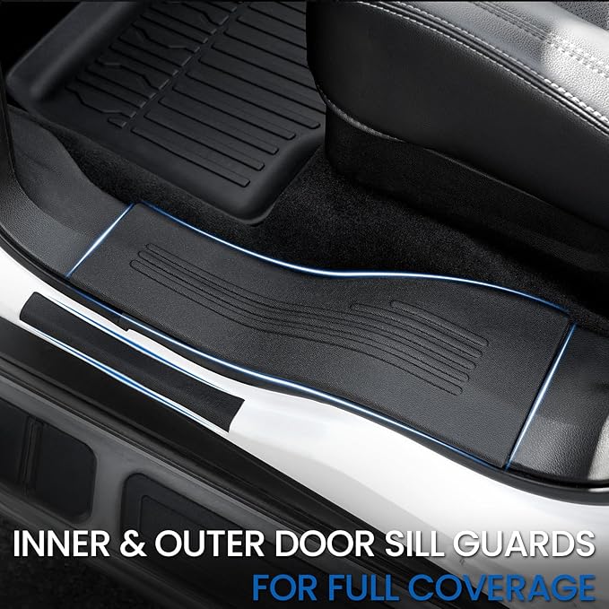Floor Mats Cargo Mat Set for 2015-2019 Ford Explorer 7 Seats, All Weather TPE Cargo Liner Trunk Lower Mat Door Sill Guards Accessories (15-19 | 7 Seats Floor Mats Set)