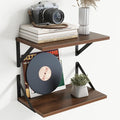 8" Deep Floating Shelves for Wall,16 inch Wood Wall Shelves Set of 2,Wide Floating Bookshelf with Sturdy Metal Brackets,Hangi