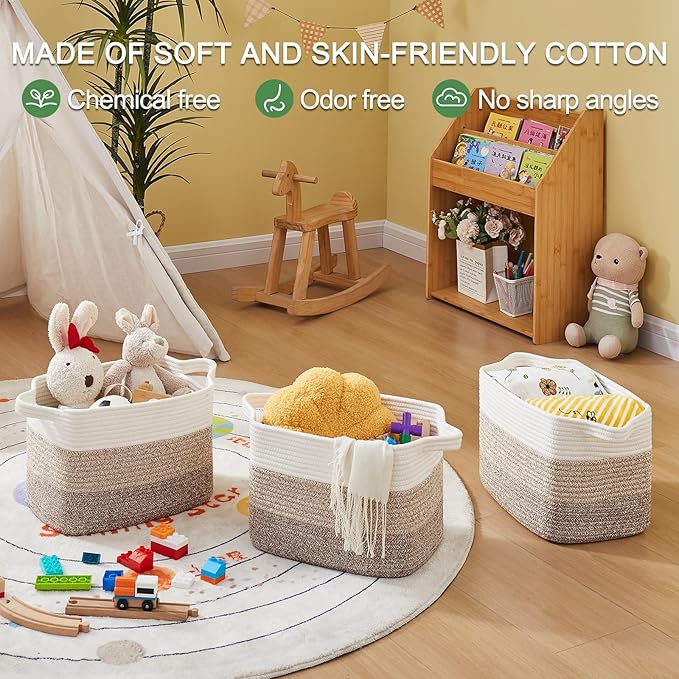 OIASKET Storage Baskets for Organizing, Woven Baskets for Shelves, Rectangle Decorative Organizer for Storage Clothes, Toy, B