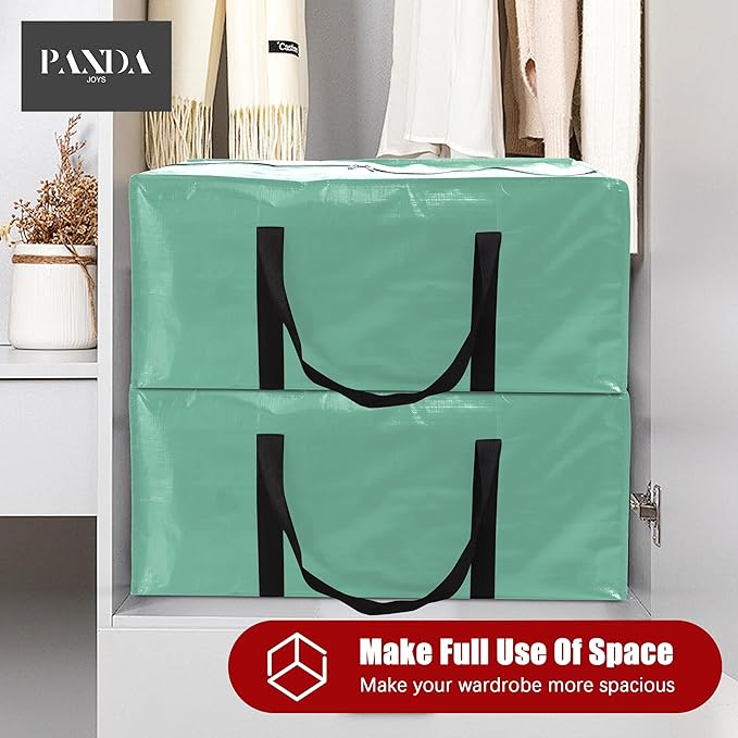 Extra Large Moving Bags with Zippers & Carrying Handles, Heavy-Duty Storage Tote for Space Saving Moving Storage, Fold Flat, 