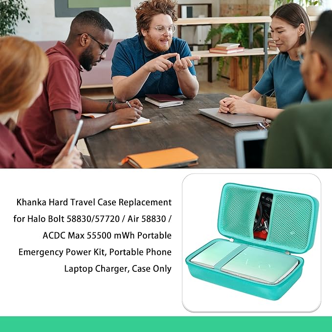 khanka Hard Travel Case Replacement for Halo Bolt 58830/57720 / Air 58830 / ACDC Max 55500 mWh Portable Emergency Power Kit, Portable Phone Laptop Charger, Case Only (Teal)
