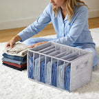 Zilink Upgraded Pants Organizer with Support Board Clear Jeans Organizer for Closet with 7 Grids Wardrobe Clothes Organizer f