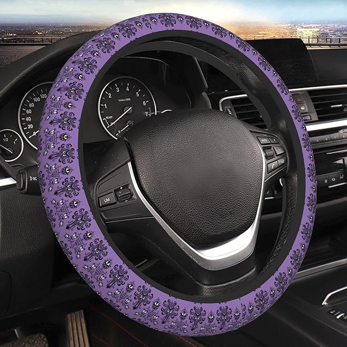 Haunted The Mansion Steering Wheel Cover Cute Universal 15 Inch Car Accessories Protector for Women Fit Auto SUV Sedan Vans T