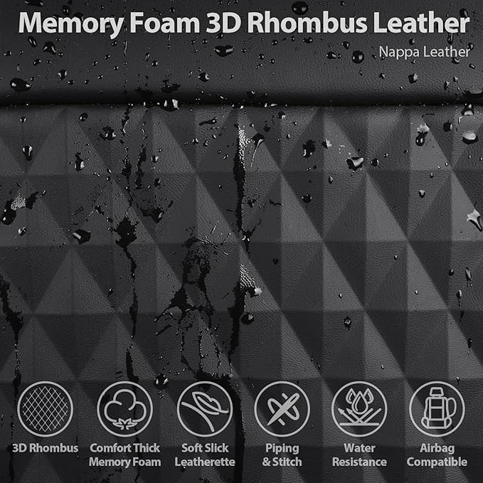 CAR PASS 1Pcs Nappa Leather Front Seat Cover for Cars, Waterproof Sideless Car Seat Cover, Durable Non-Slip Seat Protector Co