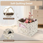 Storage Basket Boho Fabric Large Collapsible Floral Laundry Nursery Hamper Portable Folding Storage for Clothes Toys (Vine-Co