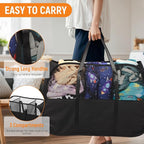 Collapsible Laundry Baskets with 3 Compartment, 150L Tear-proof Pop Up Hamper, Foldable Laundry Basket with Tote Handles, Dir