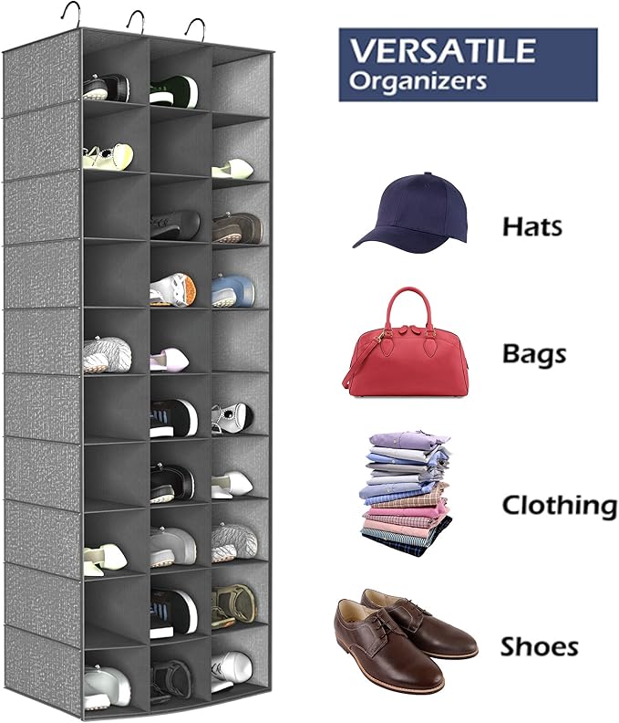 coastal rose Hanging Shoe Organizer for Closet, 30 Sections Hanging Closet Organizers and Storage Shelves Space Saving Shoe R