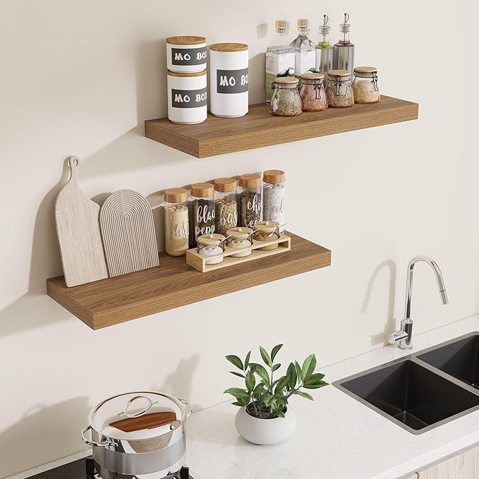 Dreamland 30 Inches Floating Shelves for Wall,8 Inch Deep Floating Shelves Set of 2, Large Display & Storage Shelf, Wall Shel