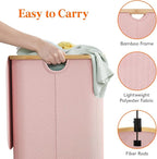 Lifewit 150L Laundry Basket with Lid, Clothes Hampers for Laundry with Bamboo Handles and 2 Removable Bag, Large Foldable Lau