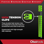 Olsa Tools Premium Wall-Mount Screwdriver Organizer - Black Nylon with Neon Green Clips - Holds 14 Screwdrivers - Part: 1031