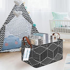 LANGYASHAN Rectangular Storage Bin Collapse Canvas Fabric Cartoon Storage Basket with Handles for Organizing Home Kitchen Boy